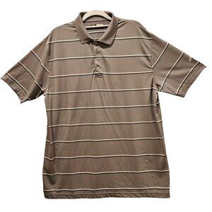 Callaway opti-dri golf polo Mens L Grey white Black Stripes 1/4 button collar lo